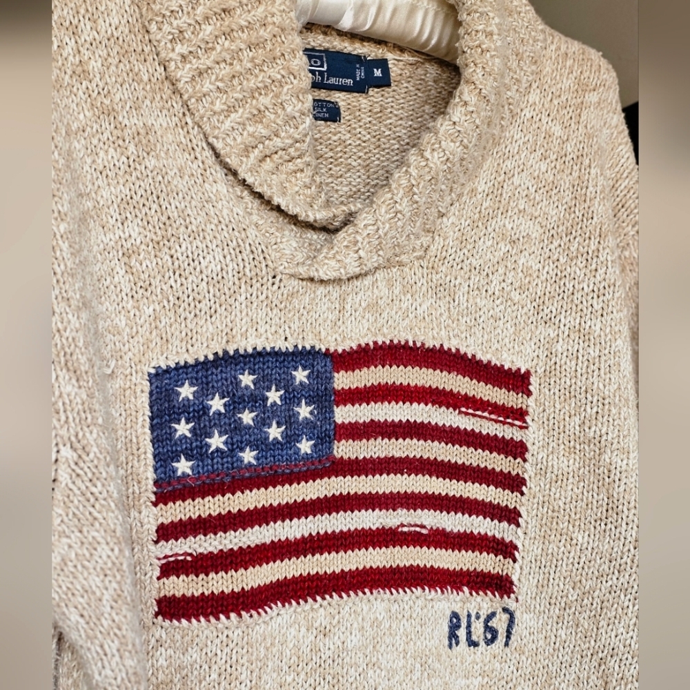 VTG Polo Ralph Lauren American Flag Sweater - Picture 3 of 6